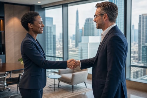 Business Handshake in City Street with 4BIS Person