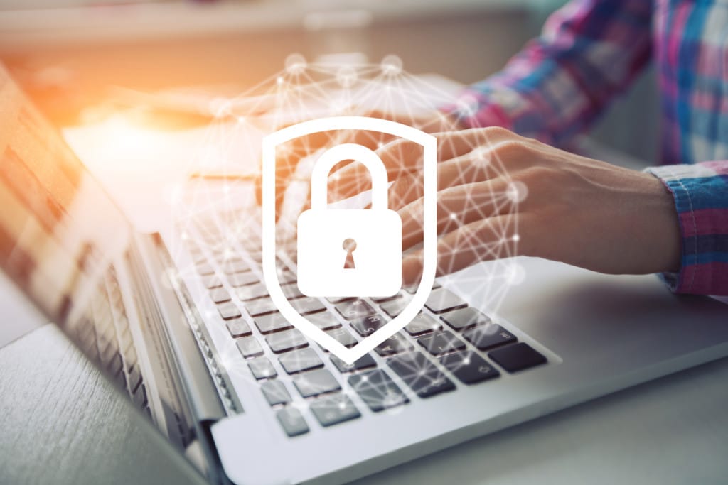 Computer defender and network security concept.